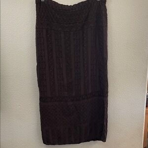 J. Jill Brown embroidered Maxi pencil Skirt on brand 36x36 M boho